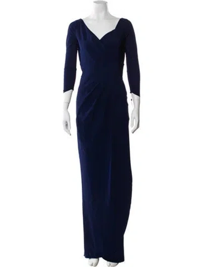 Pre-owned Chiara Boni V-neck Long Dress In Blue