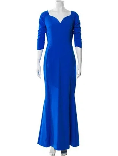Pre-owned Chiara Boni V-neck Long Dress In Blue