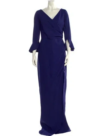 Pre-owned Chiara Boni V-neck Long Dress In Blue