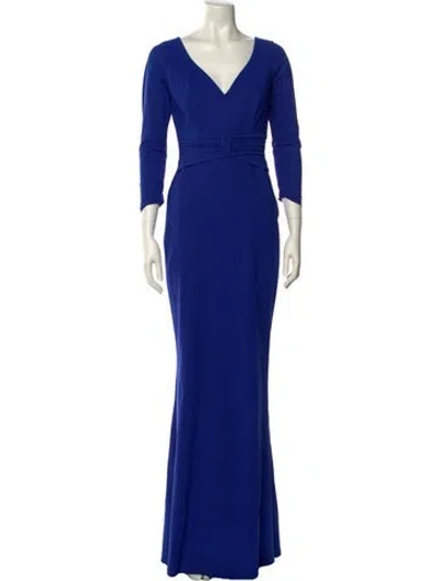 Pre-owned Chiara Boni V-neck Long Dress In Blue