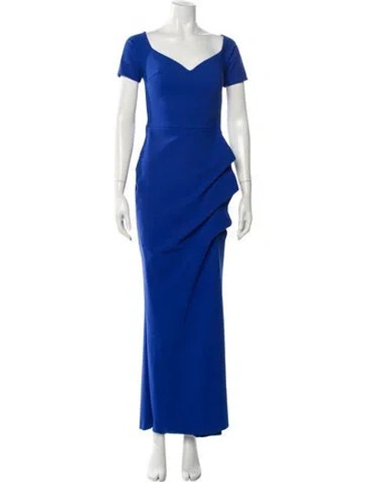 Pre-owned Chiara Boni V-neck Long Dress In Blue