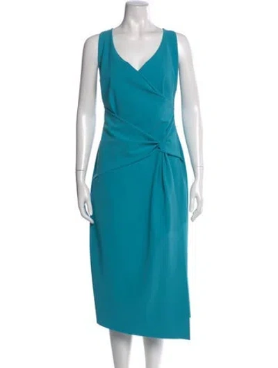 Pre-owned Chiara Boni V-neck Long Dress In Blue