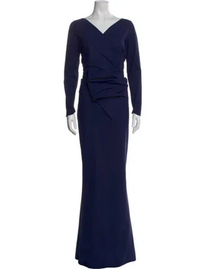 Pre-owned Chiara Boni V-neck Long Dress In Blue