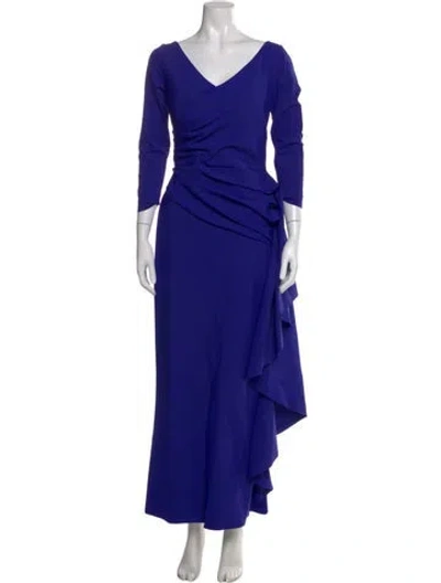 Pre-owned Chiara Boni V-neck Long Dress In Blue