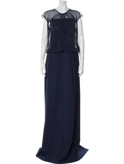 Pre-owned Chiara Boni V-neck Long Dress In Blue