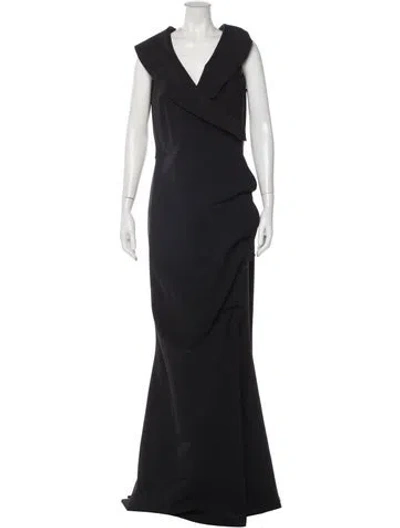 Pre-owned Chiara Boni V-neck Long Dress In Blue