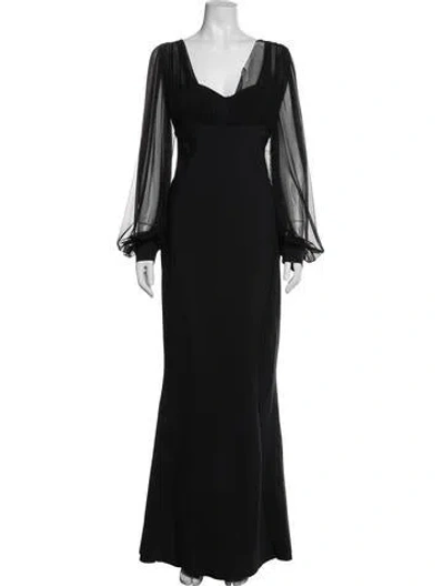 Pre-owned Chiara Boni V-neck Long Dress In Blue