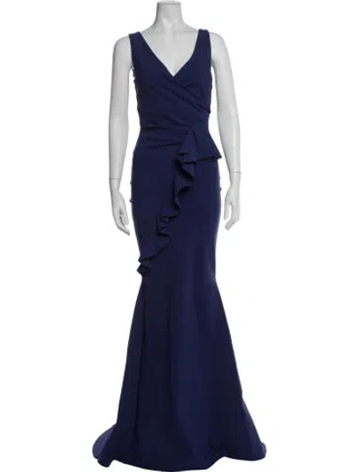 Pre-owned Chiara Boni V-neck Long Dress In Blue