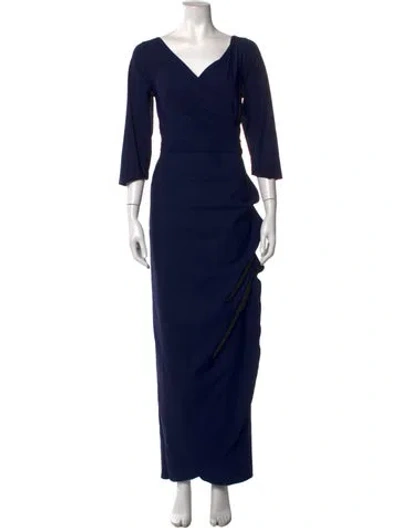 Pre-owned Chiara Boni V-neck Long Dress In Blue