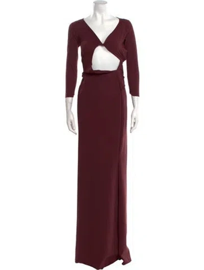Pre-owned Chiara Boni V-neck Long Dress In Burgundy
