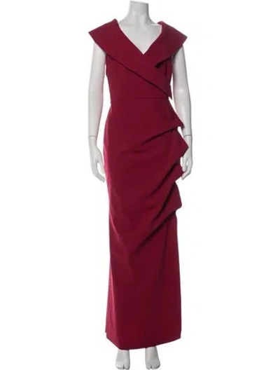 Pre-owned Chiara Boni V-neck Long Dress In Burgundy