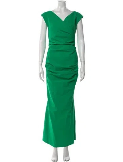 Pre-owned Chiara Boni V-neck Long Dress In Green
