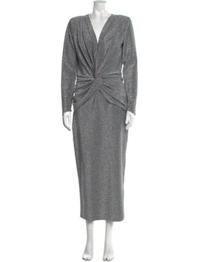 Pre-owned Chiara Boni V-neck Long Dress In Grey