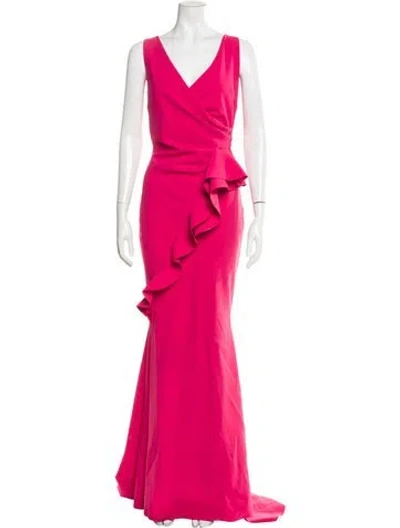Pre-owned Chiara Boni V-neck Long Dress In Pink