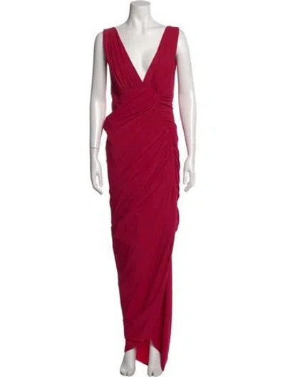 Pre-owned Chiara Boni V-neck Long Dress In Pink