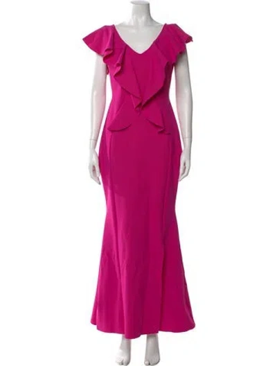Pre-owned Chiara Boni V-neck Long Dress In Pink