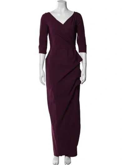 Pre-owned Chiara Boni V-neck Long Dress In Purple