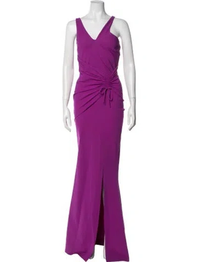 Pre-owned Chiara Boni V-neck Long Dress In Purple