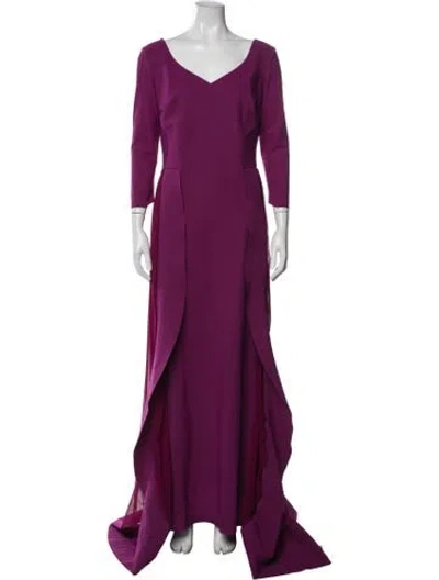 Pre-owned Chiara Boni V-neck Long Dress In Purple