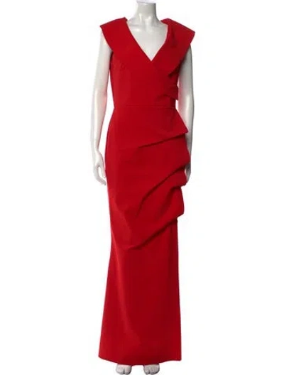 Pre-owned Chiara Boni V-neck Long Dress In Red