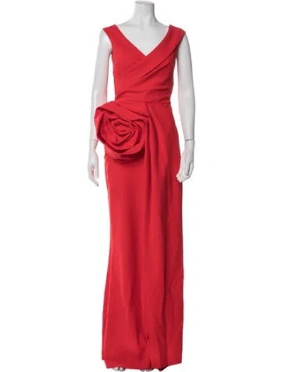 Pre-owned Chiara Boni V-neck Long Dress In Red