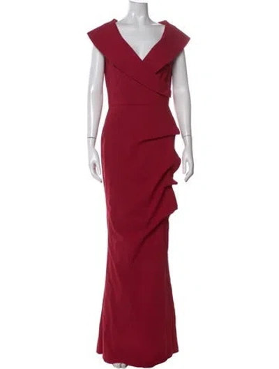 Pre-owned Chiara Boni V-neck Long Dress In Red
