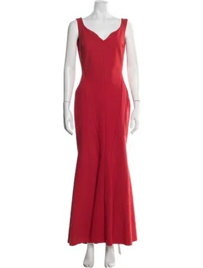 Pre-owned Chiara Boni V-neck Long Dress In Red