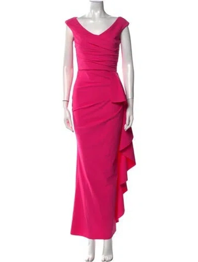Pre-owned Chiara Boni V-neck Long Dress In Red
