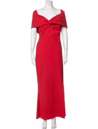 Pre-owned Chiara Boni V-neck Long Dress In Red