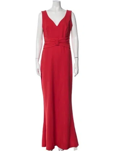 Pre-owned Chiara Boni V-neck Long Dress In Red
