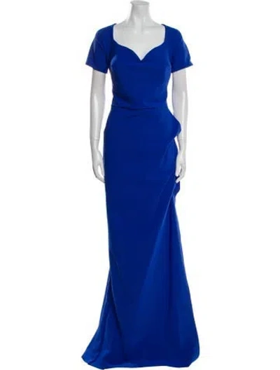 Pre-owned Chiara Boni V-neck Long Dress W/ Tags In Blue
