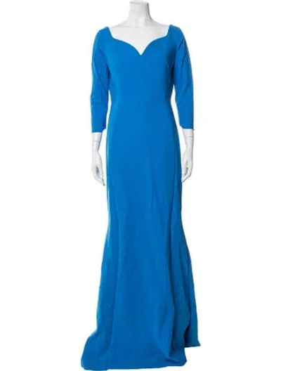 Pre-owned Chiara Boni V-neck Long Dress W/ Tags In Blue