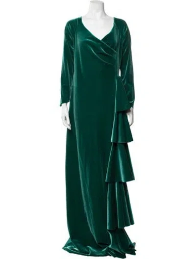 Pre-owned Chiara Boni V-neck Long Dress W/ Tags In Green