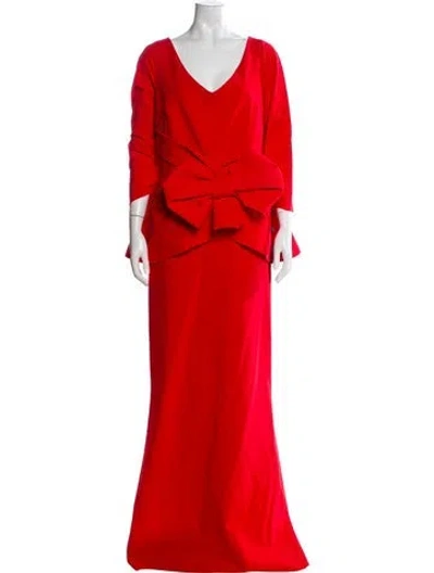 Pre-owned Chiara Boni V-neck Long Dress W/ Tags In Red