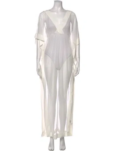 Pre-owned Chiara Boni V-neck Long Dress W/ Tags In White