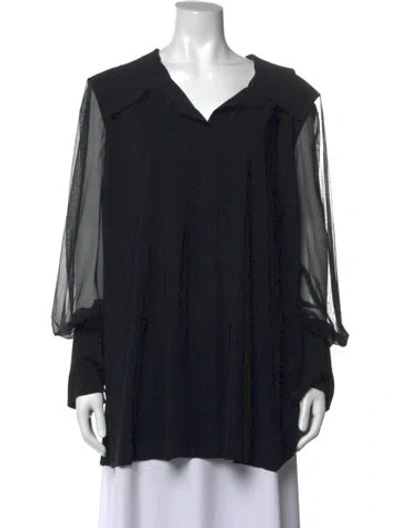 Pre-owned Chiara Boni V-neck Long Sleeve Blouse In Black