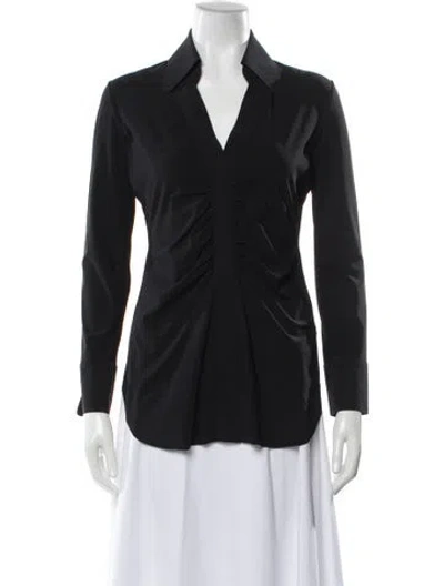 Pre-owned Chiara Boni V-neck Long Sleeve Blouse In Gray