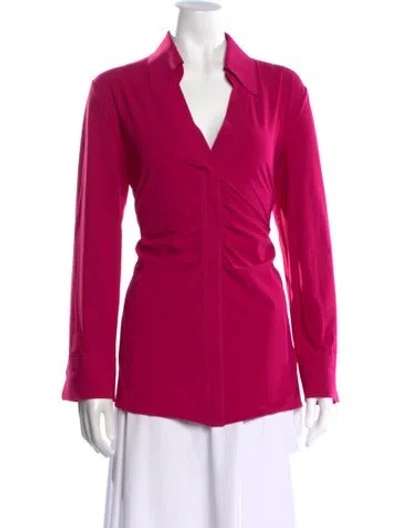 Pre-owned Chiara Boni V-neck Long Sleeve Blouse In Pink