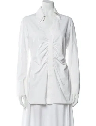 Pre-owned Chiara Boni V-neck Long Sleeve Blouse In White