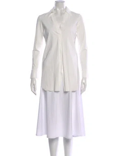 Pre-owned Chiara Boni V-neck Long Sleeve Button-up Top In White