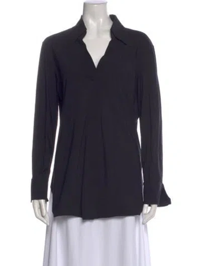 Pre-owned Chiara Boni V-neck Long Sleeve Top In Black
