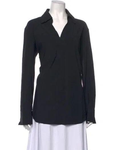 Pre-owned Chiara Boni V-neck Long Sleeve Top In Black