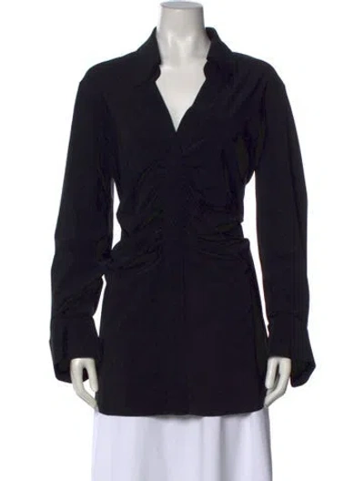 Pre-owned Chiara Boni V-neck Long Sleeve Top In Blue