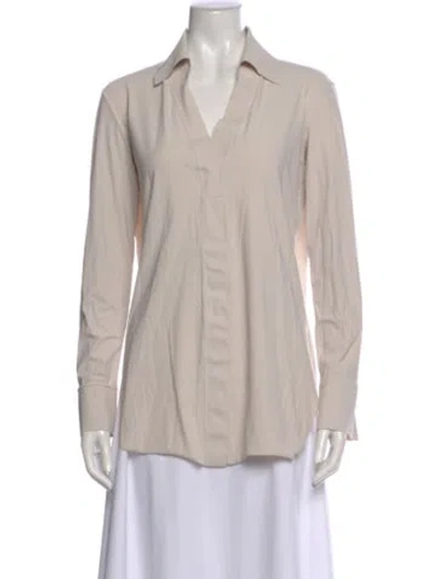 Pre-owned Chiara Boni V-neck Long Sleeve Top In Neutral