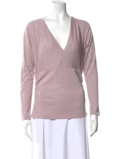Pre-owned Chiara Boni V-neck Long Sleeve Top In Pink