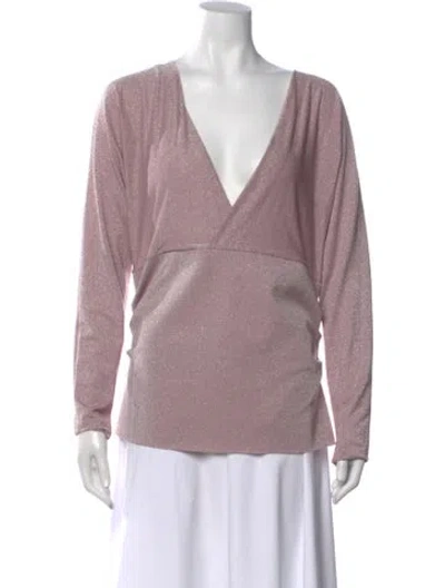 Pre-owned Chiara Boni V-neck Long Sleeve Top In Purple