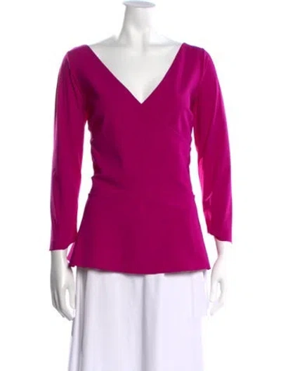 Pre-owned Chiara Boni V-neck Long Sleeve Top In Purple