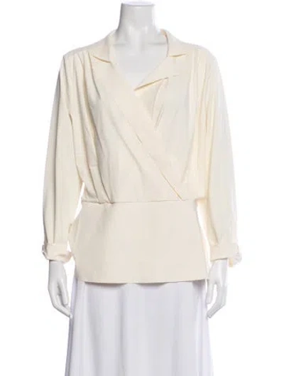 Pre-owned Chiara Boni V-neck Long Sleeve Top W/ Tags In Neutrals