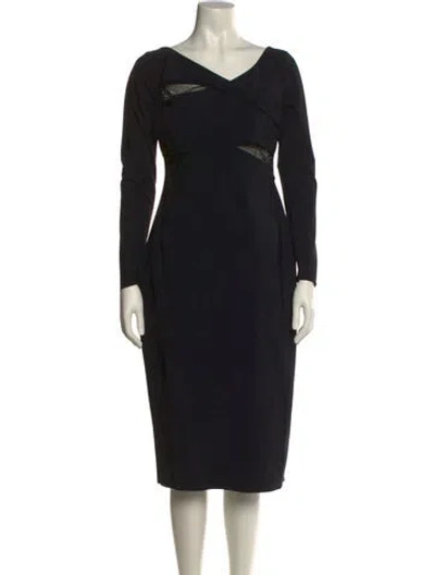 Pre-owned Chiara Boni V-neck Midi Length Dress In Black