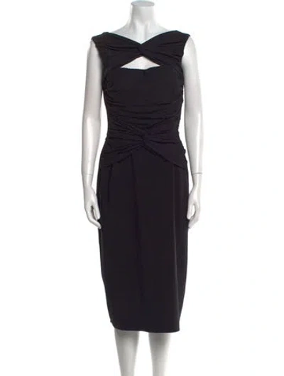 Pre-owned Chiara Boni V-neck Midi Length Dress In Black